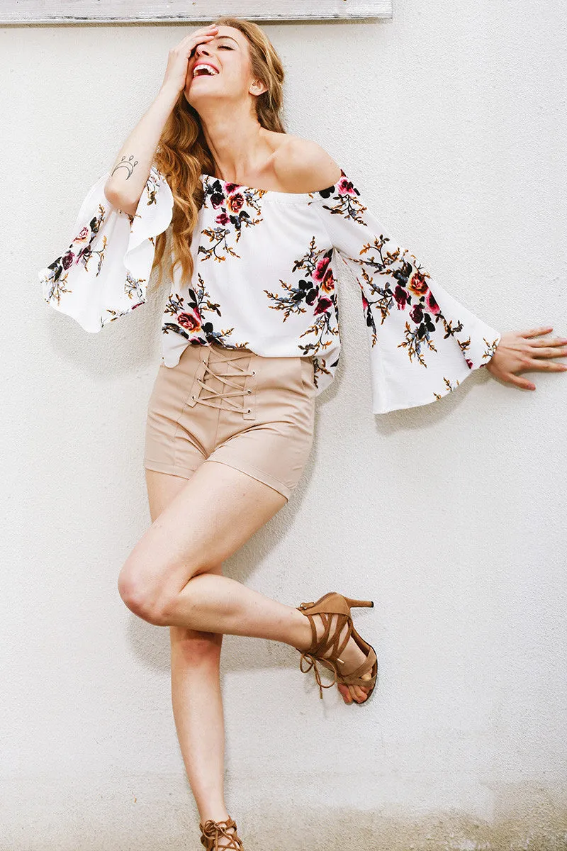 2018 summer women Elegant Chic off shoulder chiffon blouse shirt women Sexy white print blouse Casual flare sleeve blouse
