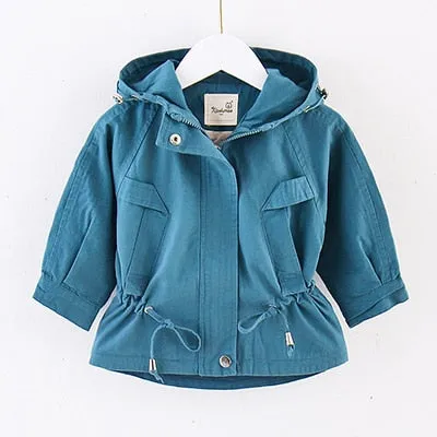 2020 Spring Autumn Girls Windbreaker Coat Jackets Baby Kids Flower Embroidery Hooded Outwear For Baby Kids Coats Jacket Clothing