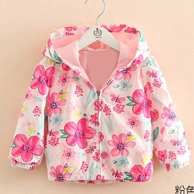 2020 Spring Autumn Girls Windbreaker Coat Jackets Baby Kids Flower Embroidery Hooded Outwear For Baby Kids Coats Jacket Clothing