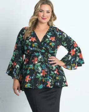 Ava Bell-Sleeve Faux-Wrap Top | POPPY POLKA DOTS