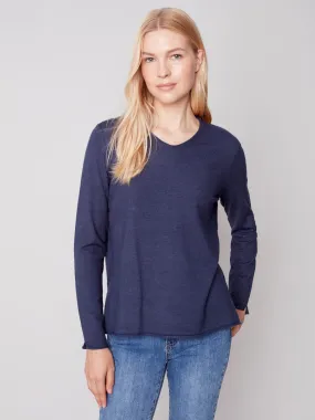 Basic V-Neck Sweater - Denim