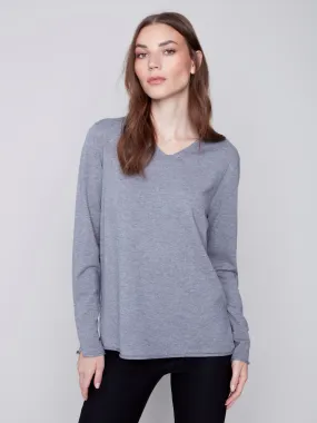 Basic V-Neck Sweater - Grey