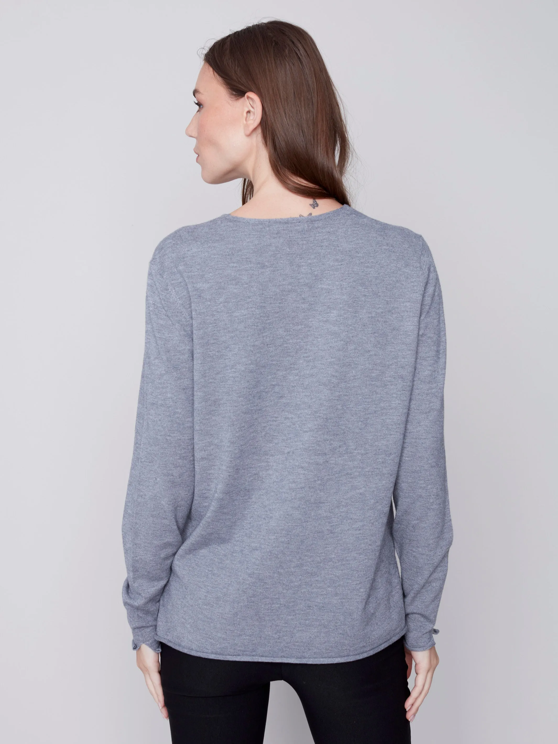 Basic V-Neck Sweater - Grey