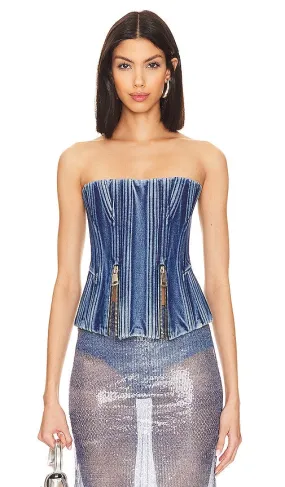 Ceren Ocak Denim Corset in Blue