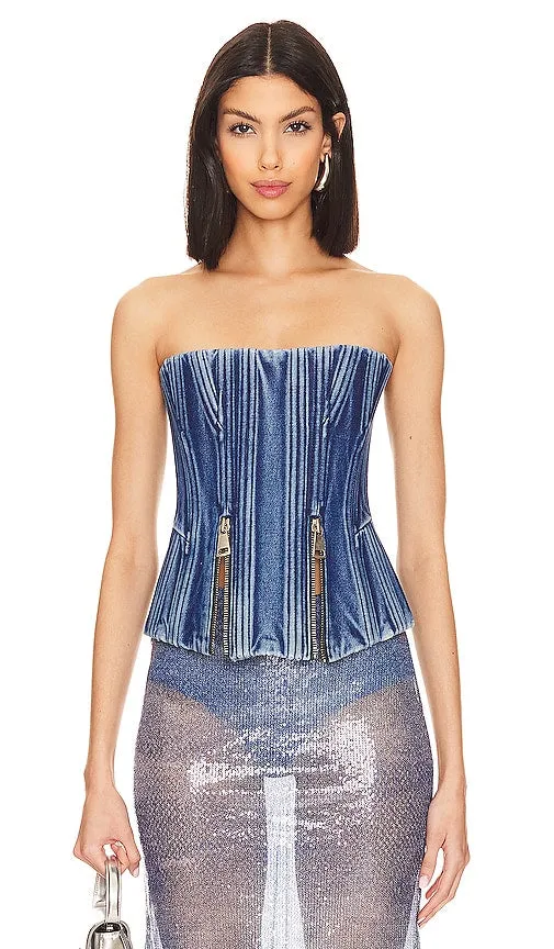 Ceren Ocak Denim Corset in Blue