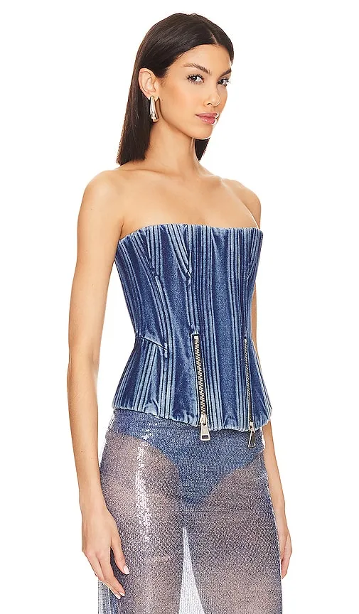 Ceren Ocak Denim Corset in Blue