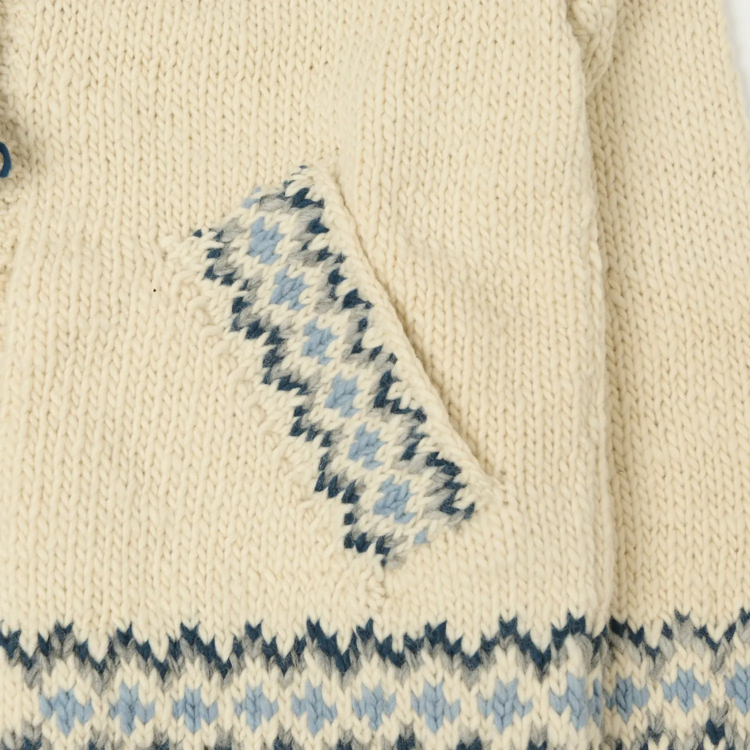 Chamula Fairisle #3 Zipper Cardigan - Ivory