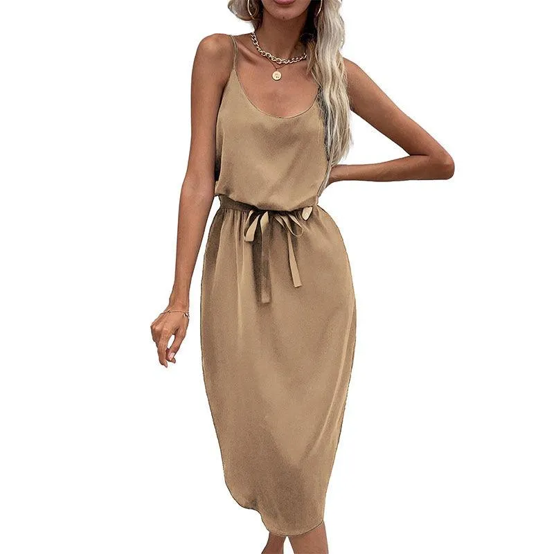 Chic Split Suspender Midi Dress - Essential Addition to Women's Fashion Collection