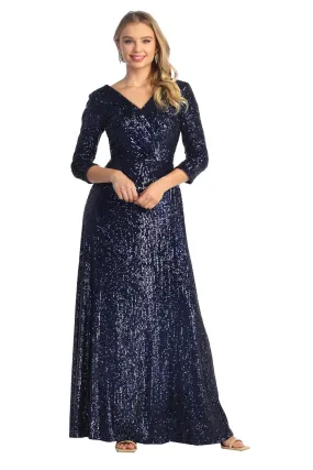Cindy Collection 1731 Sparkling Dress with Sleeves