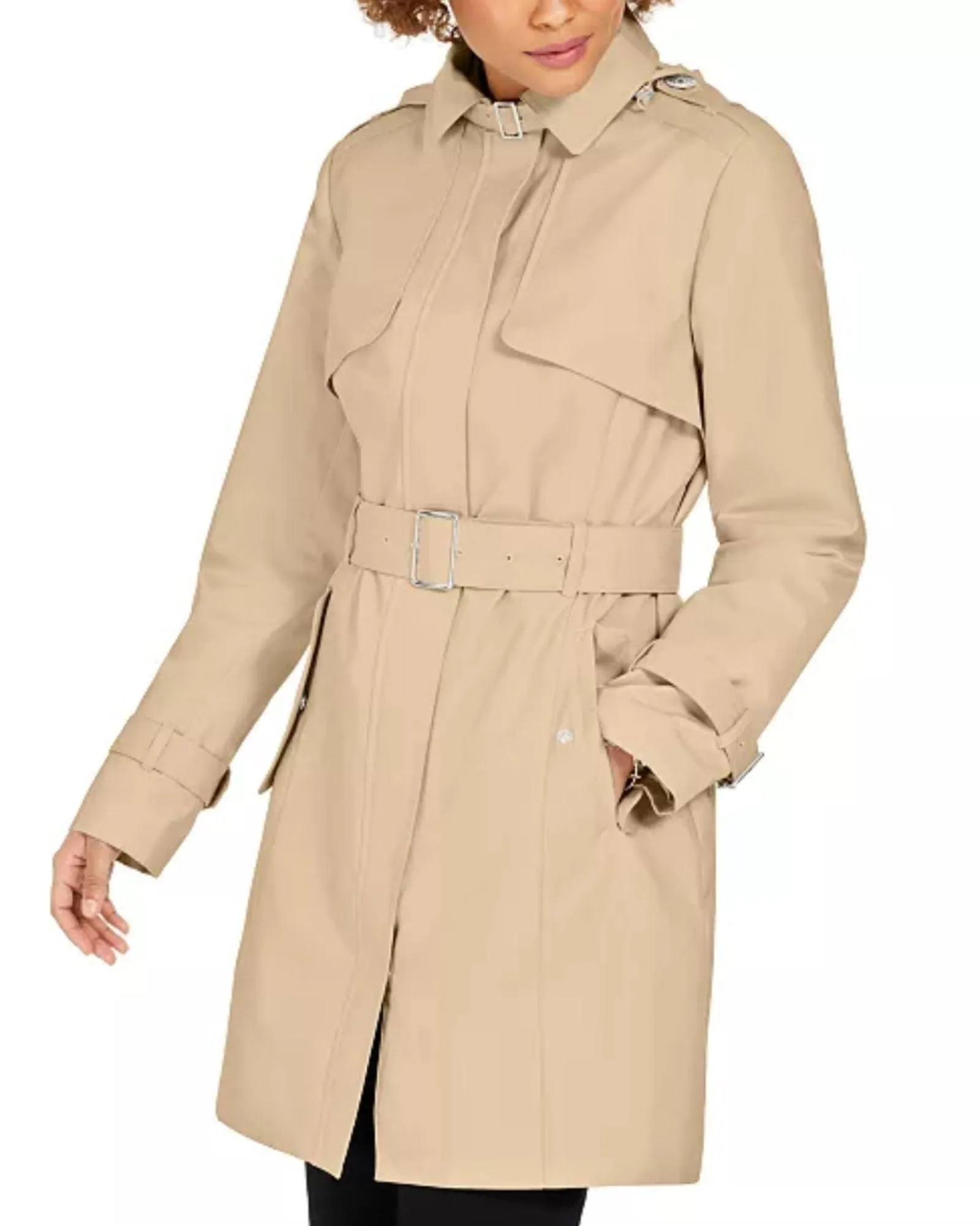 Cole Haan Hooded Belted Trench Coat