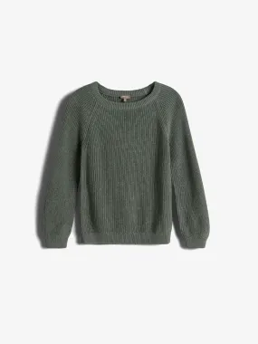Cotton Knit Sweater - Tween - Green Melange