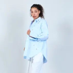 Decorative button-up blouse wholesale