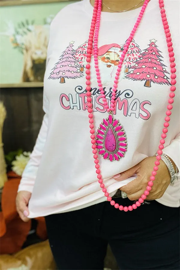 DLH15359 "MERRY CHRISTMAS"tree graphic printed long sleeve women tops