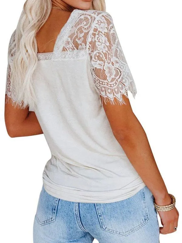 Elegant Feather Lace V Neck Blouse - A Chic Essential
