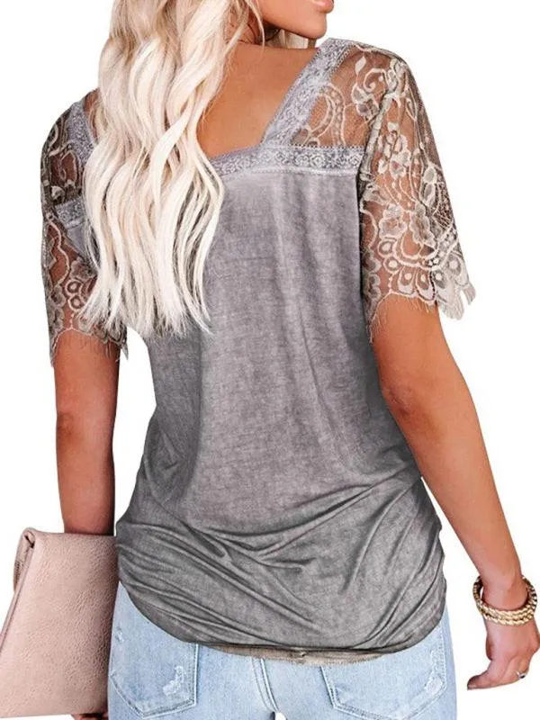 Elegant Feather Lace V Neck Blouse - A Chic Essential