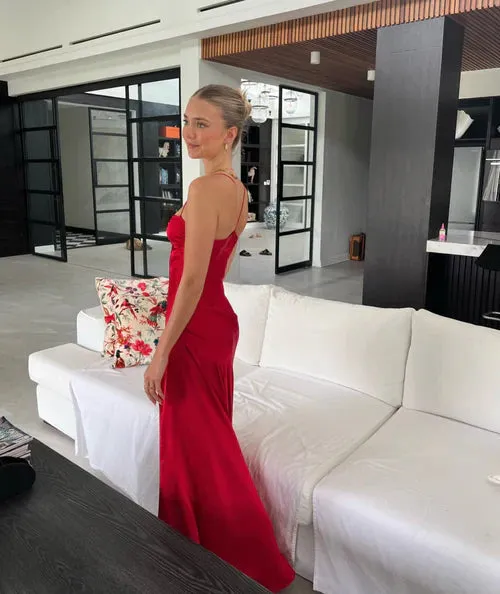 Elegant Formal Dress Gowns Evening Gowns Spaghetti Straps Long Prom Dress Charming Party Dress