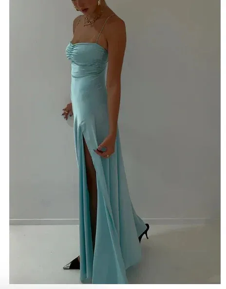 Elegant Formal Dress Gowns Evening Gowns Spaghetti Straps Long Prom Dress Charming Party Dress