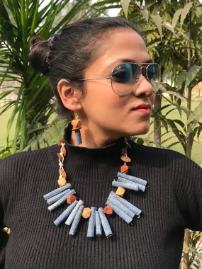 Gia Denim Necklace & Earrings set