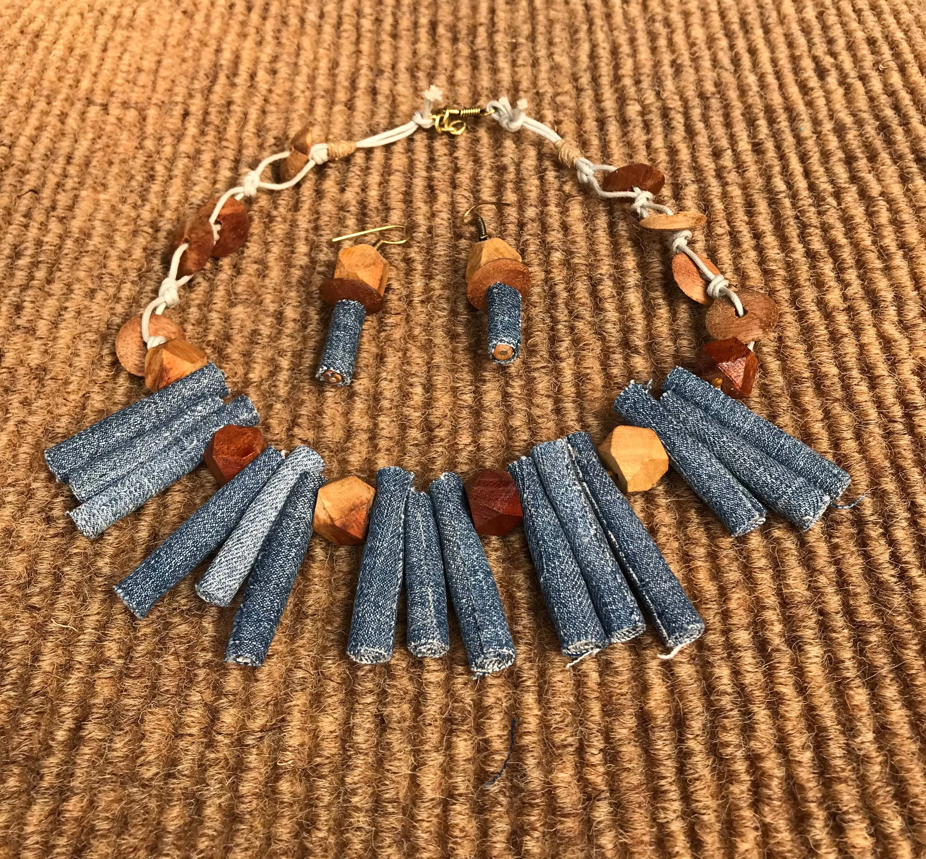 Gia Denim Necklace & Earrings set