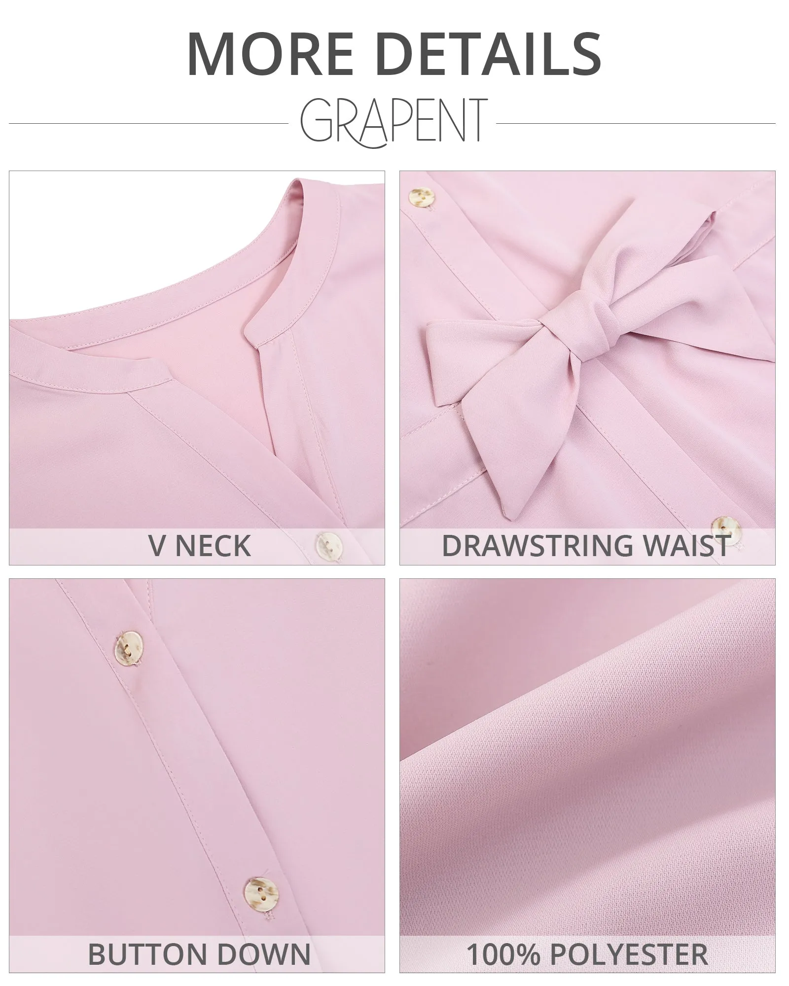 GRAPENT Work Blouses for Women Business Casual Tops Peplum Dressy Elegant Summer Button Down Shirt