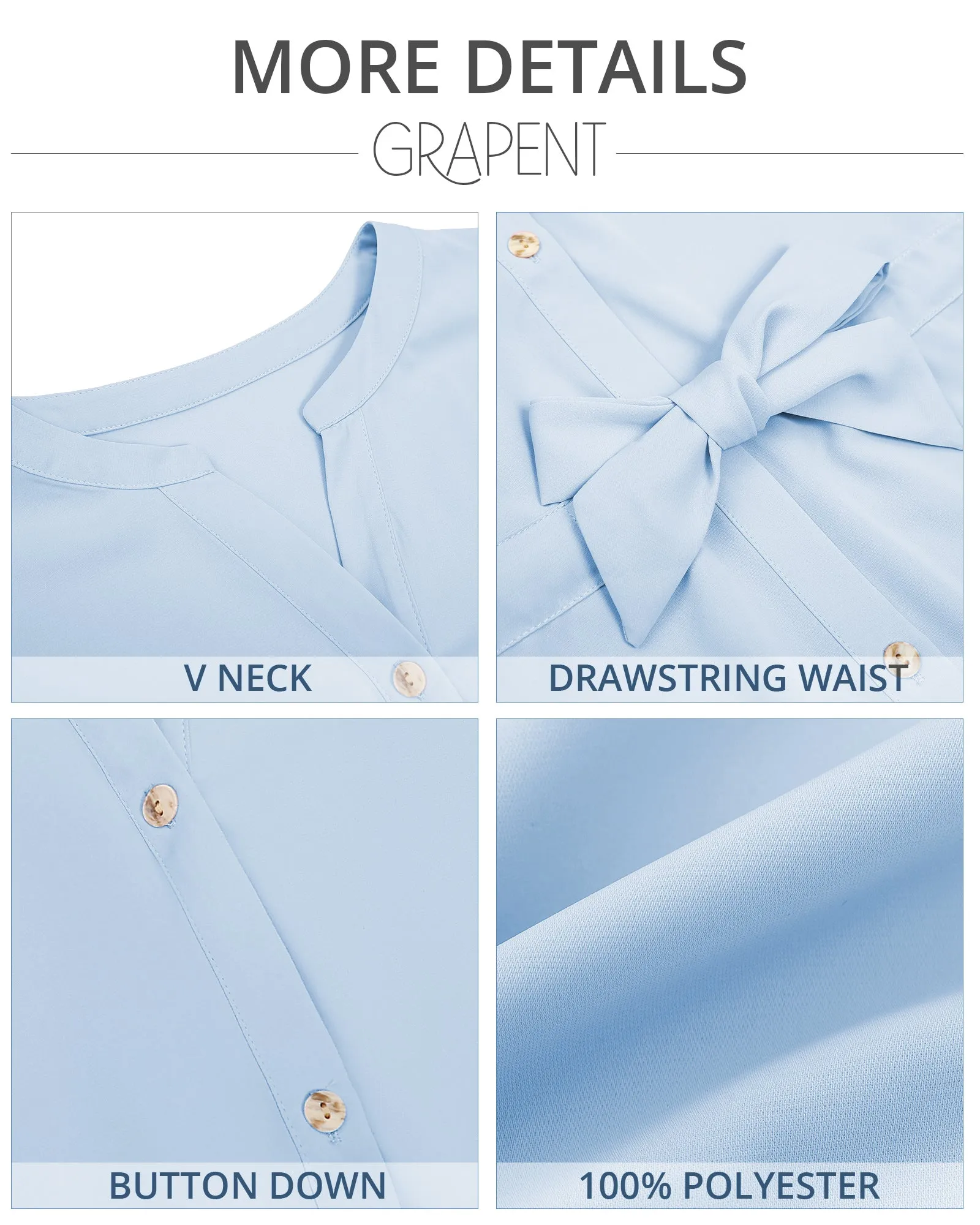 GRAPENT Work Blouses for Women Business Casual Tops Peplum Dressy Elegant Summer Button Down Shirt