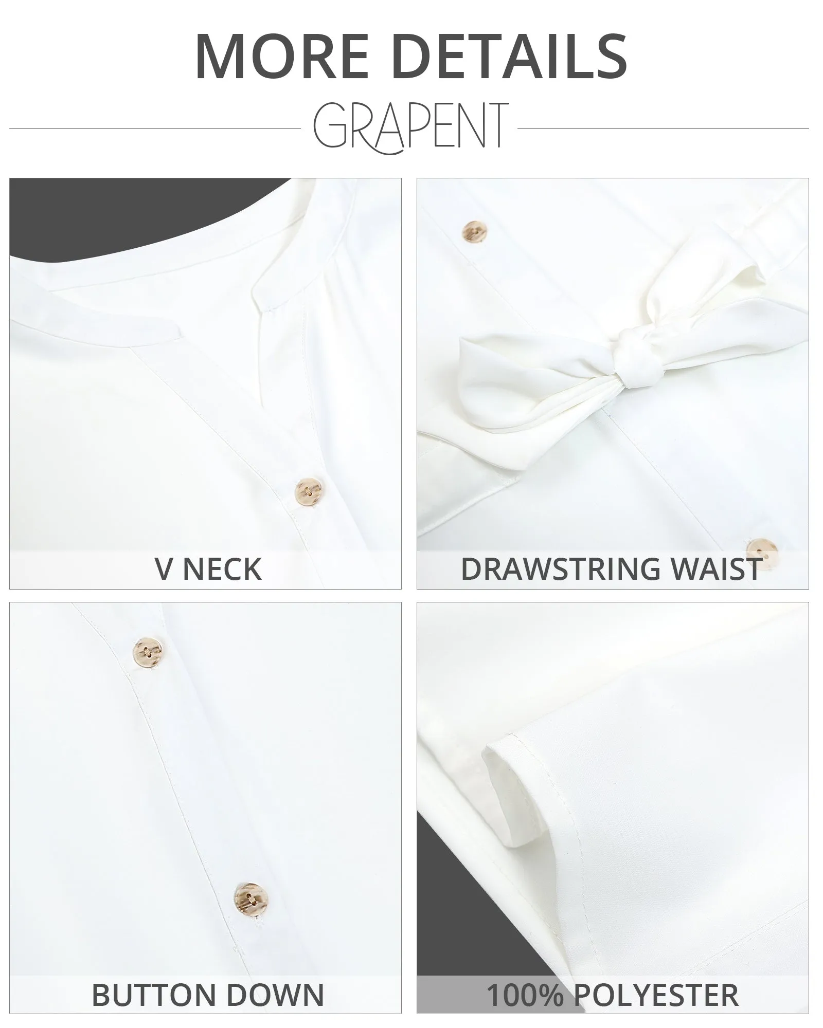 GRAPENT Work Blouses for Women Business Casual Tops Peplum Dressy Elegant Summer Button Down Shirt