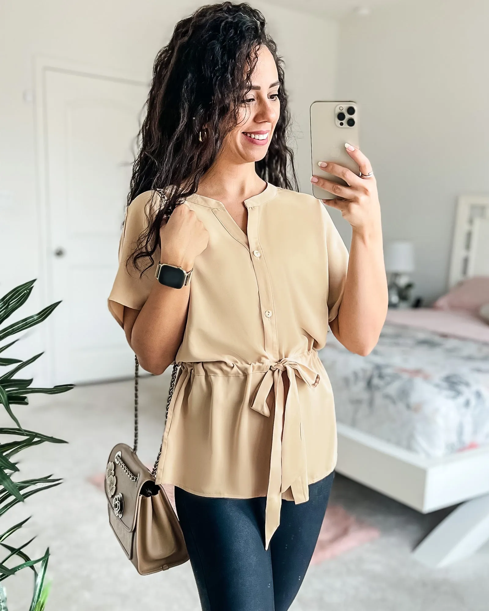 GRAPENT Work Blouses for Women Business Casual Tops Peplum Dressy Elegant Summer Button Down Shirt