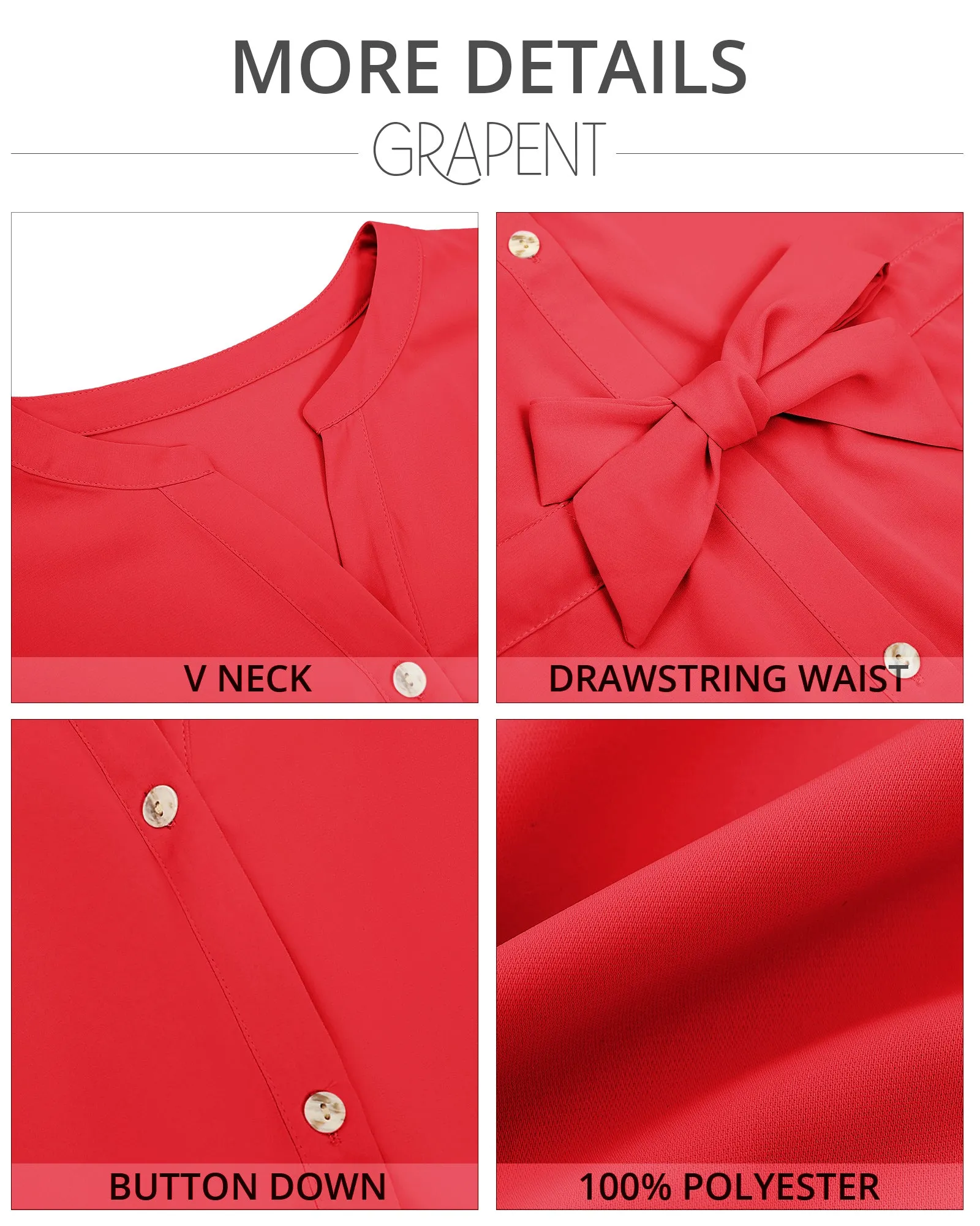 GRAPENT Work Blouses for Women Business Casual Tops Peplum Dressy Elegant Summer Button Down Shirt