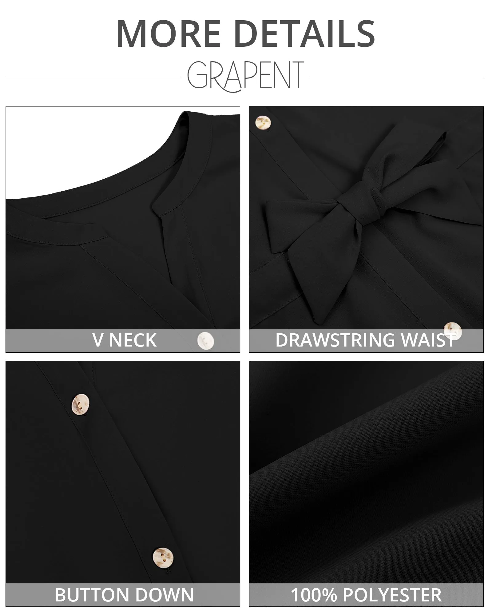 GRAPENT Work Blouses for Women Business Casual Tops Peplum Dressy Elegant Summer Button Down Shirt