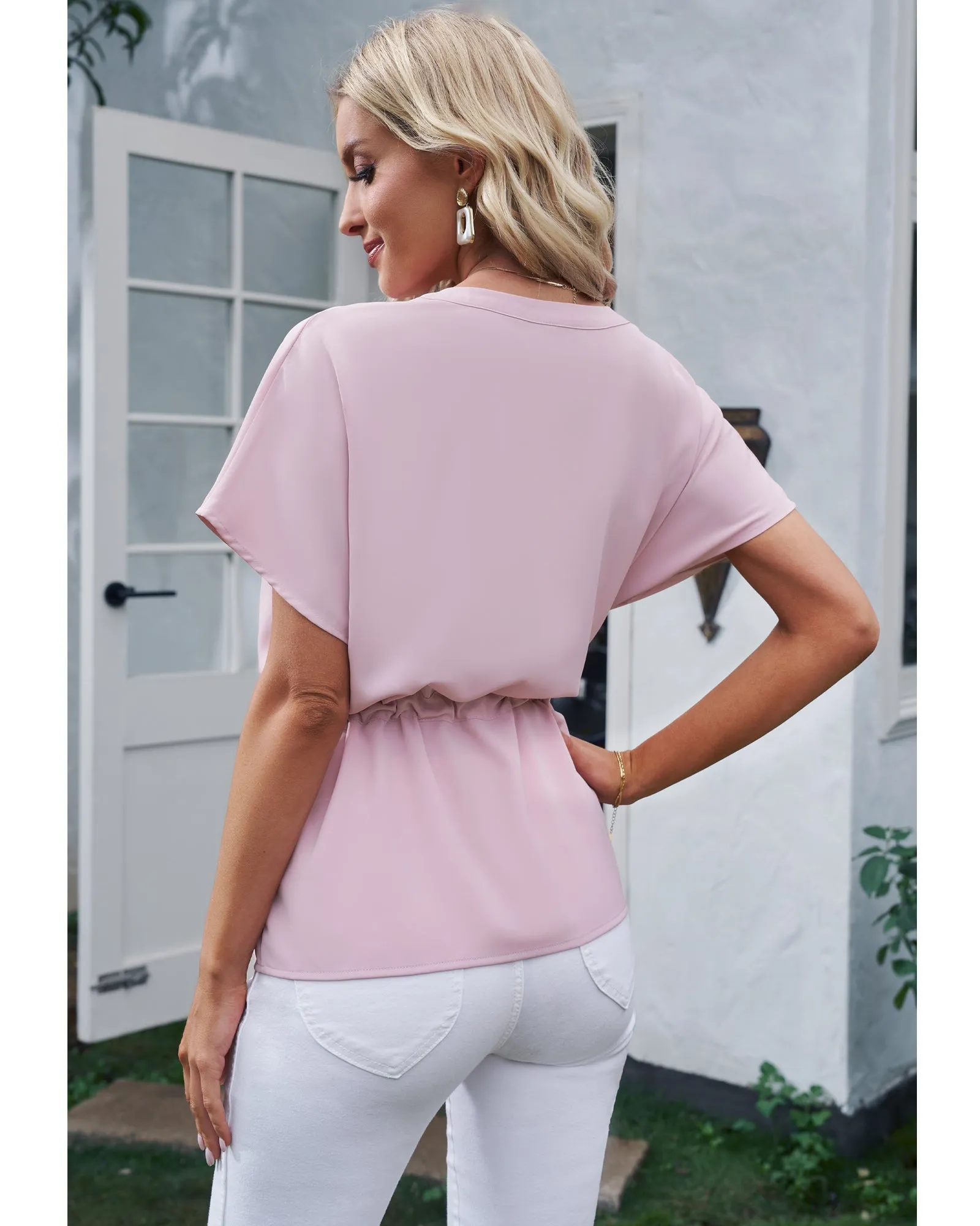 GRAPENT Work Blouses for Women Business Casual Tops Peplum Dressy Elegant Summer Button Down Shirt