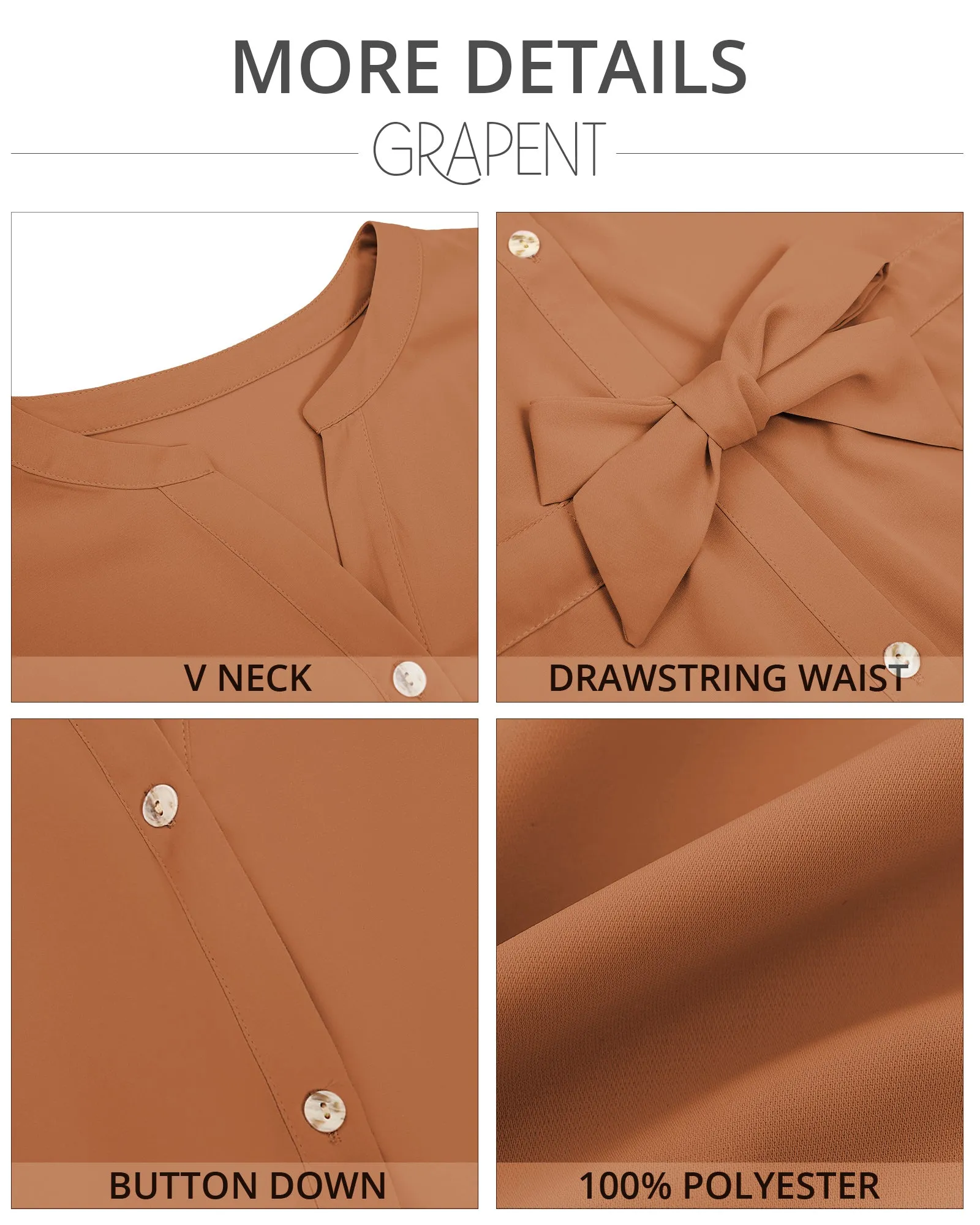 GRAPENT Work Blouses for Women Business Casual Tops Peplum Dressy Elegant Summer Button Down Shirt