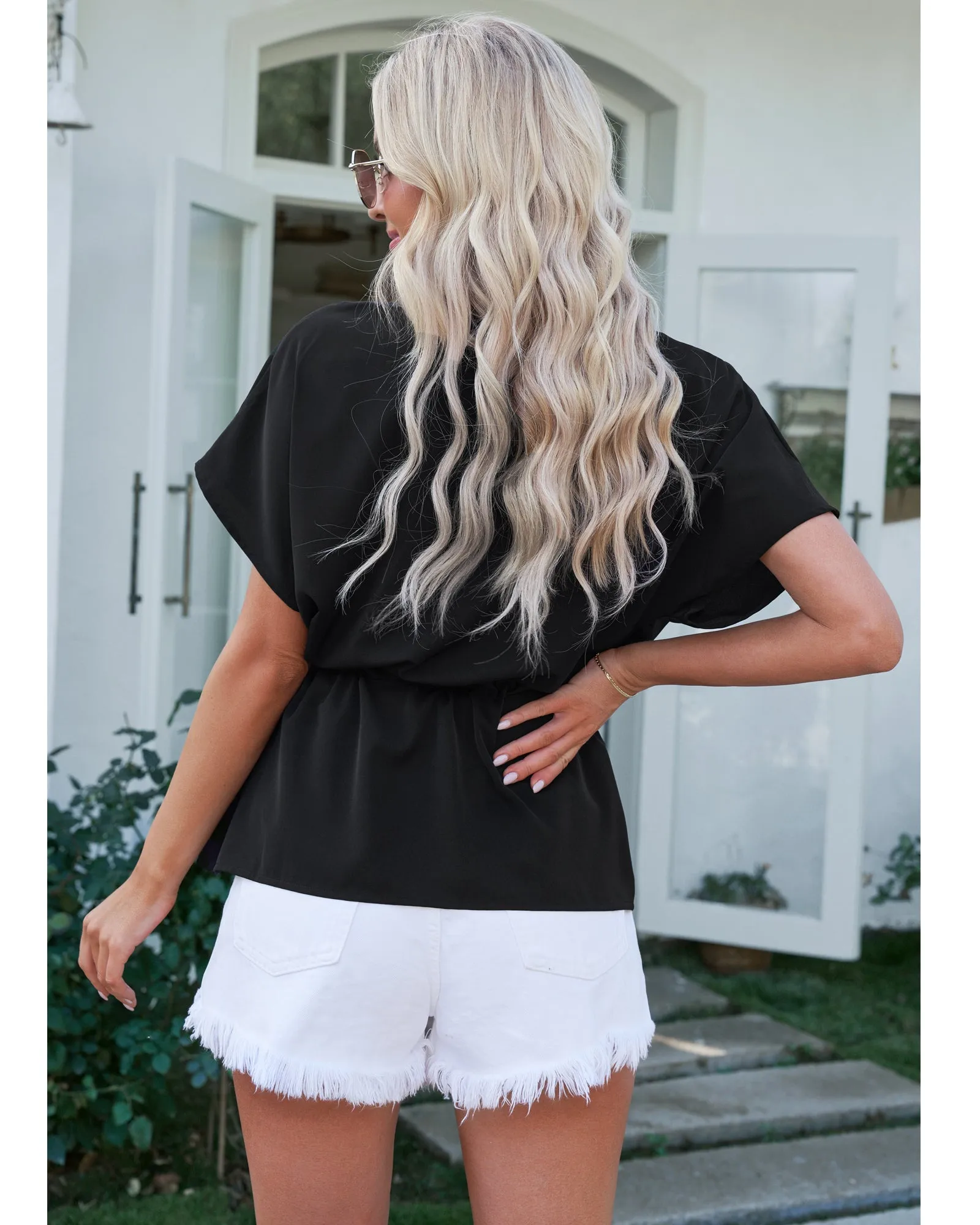 GRAPENT Work Blouses for Women Business Casual Tops Peplum Dressy Elegant Summer Button Down Shirt