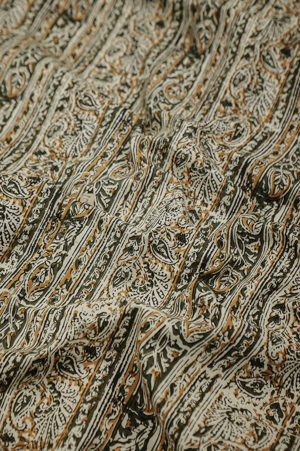 Green with Paisley Bagru Cotton Fabric