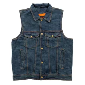 Hot Leathers Men's Blue Denim Vest