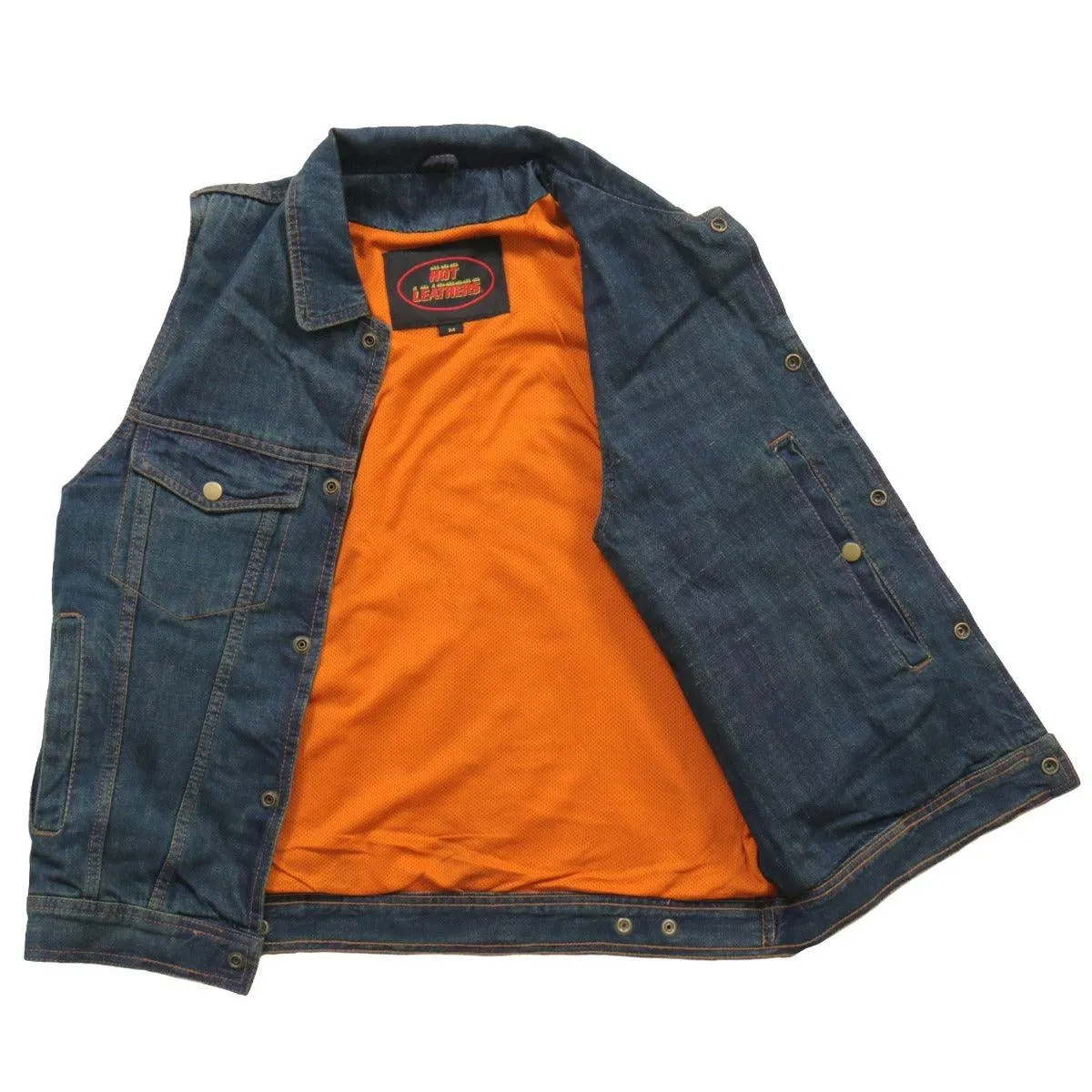 Hot Leathers Men's Blue Denim Vest