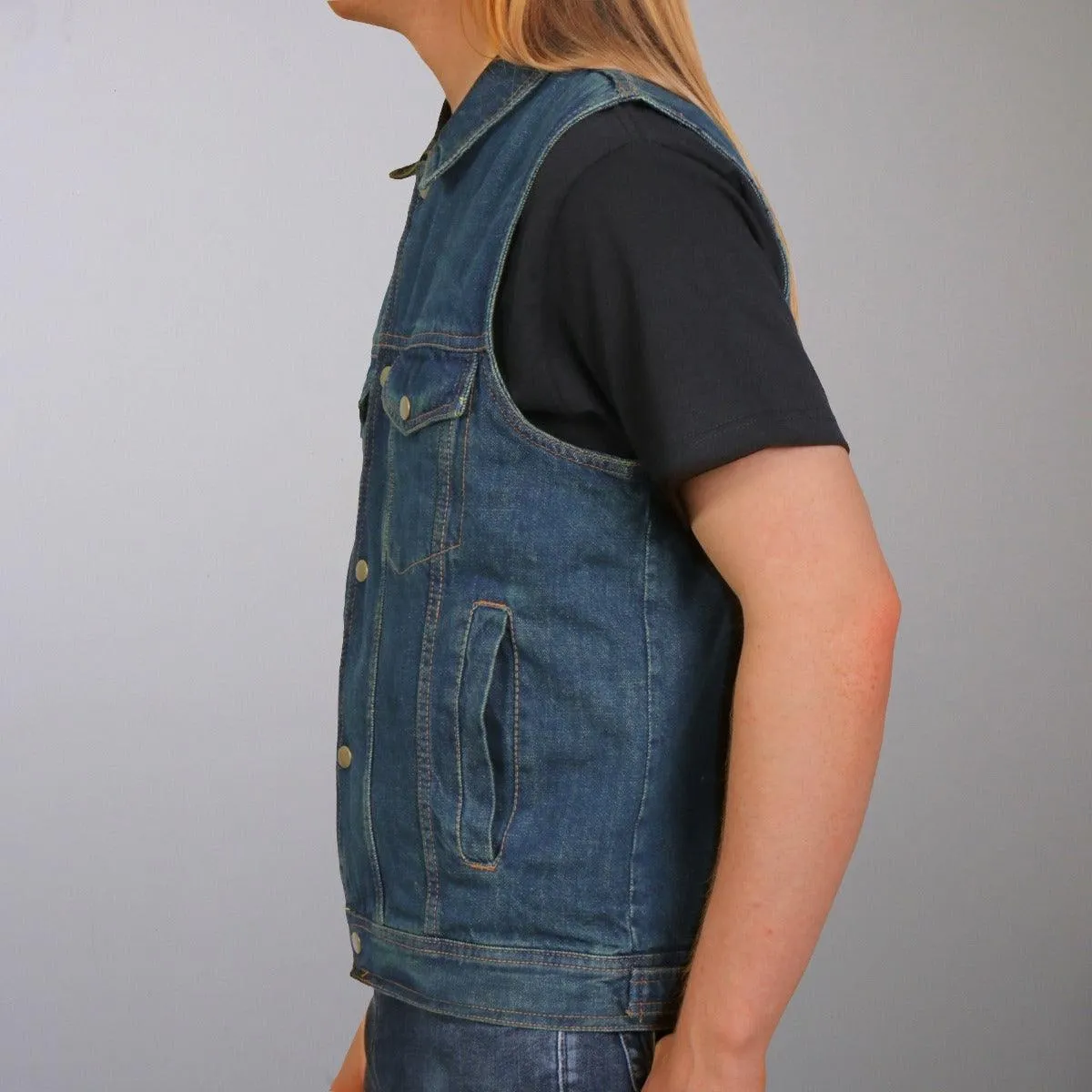 Hot Leathers Men's Blue Denim Vest