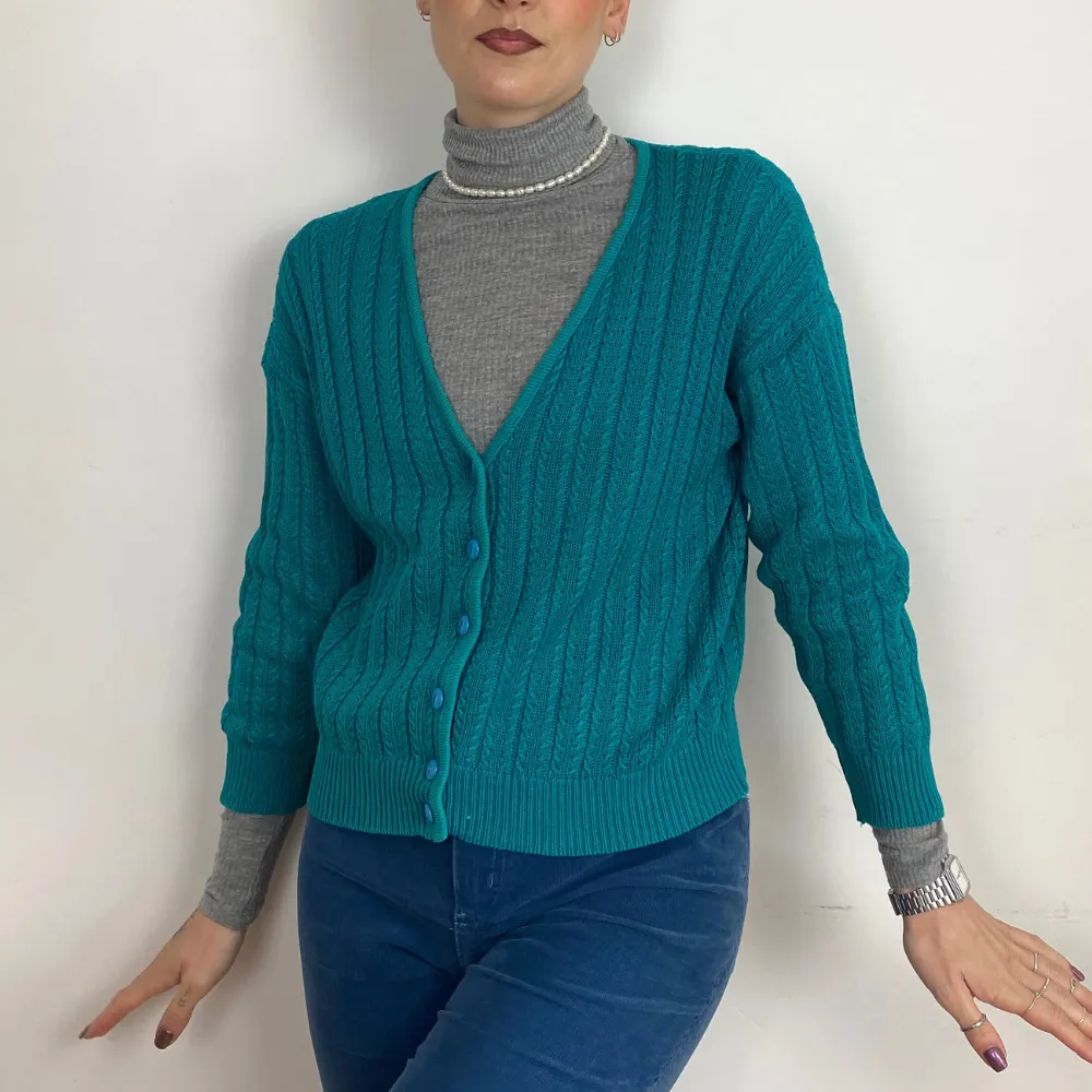 Jade Ribbed Cardigan - SMALL