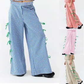 Jennifer – Fashionable Plaid Trousers with Side Slit