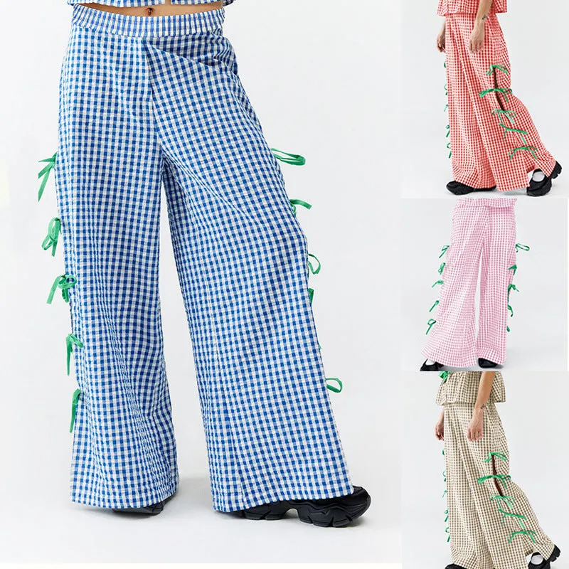 Jennifer – Fashionable Plaid Trousers with Side Slit