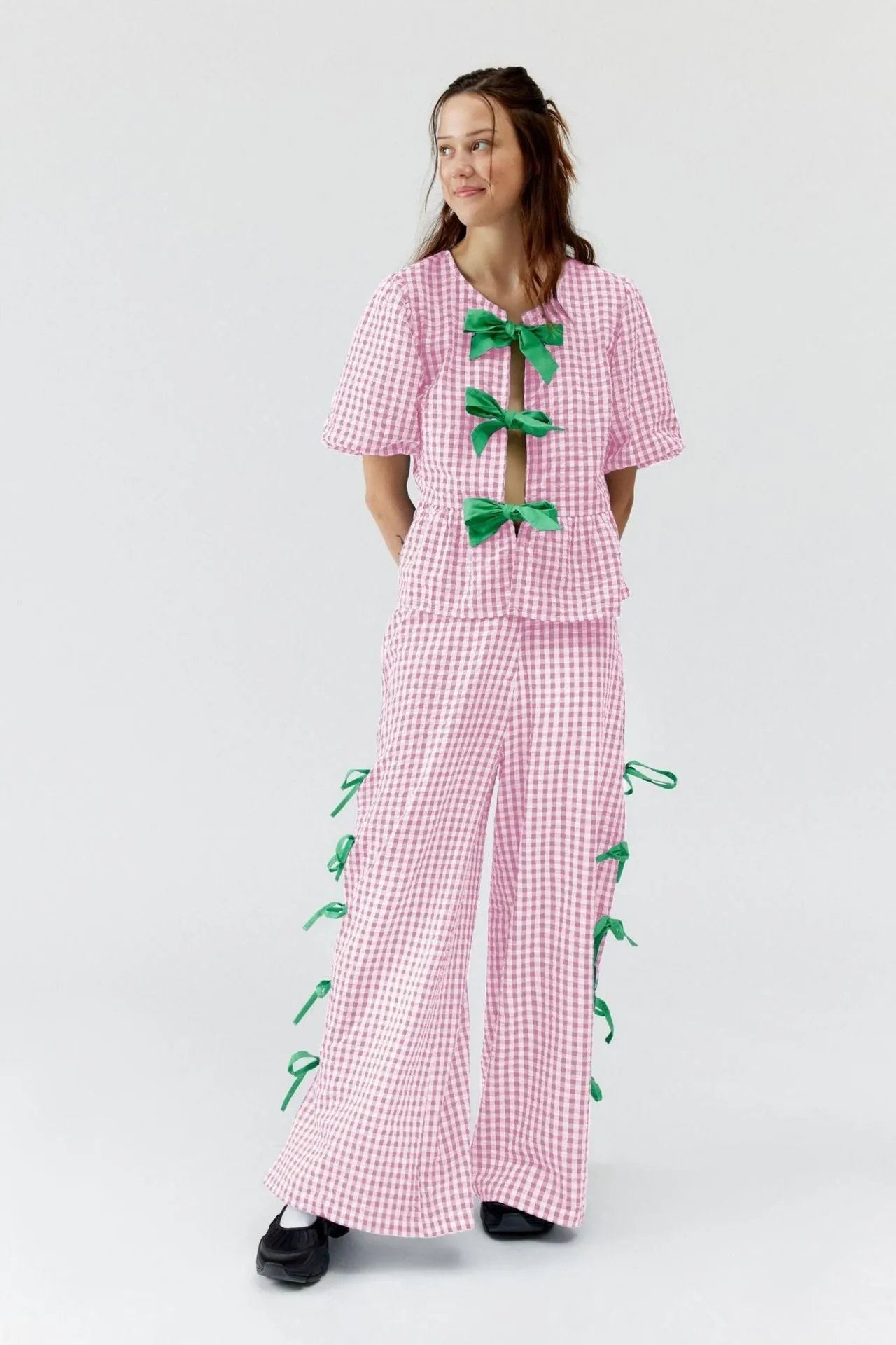Jennifer – Fashionable Plaid Trousers with Side Slit
