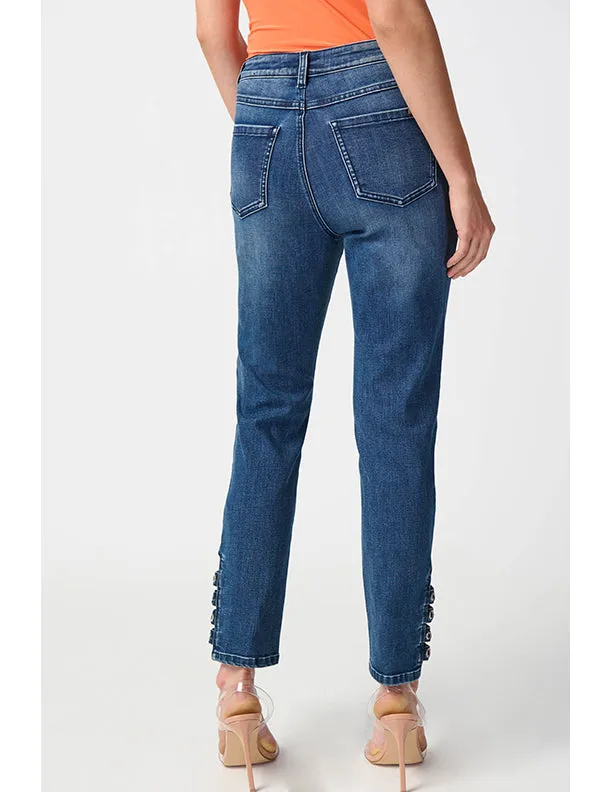 Joseph Ribkoff Classic Slim Jeans with Embellished Hem
