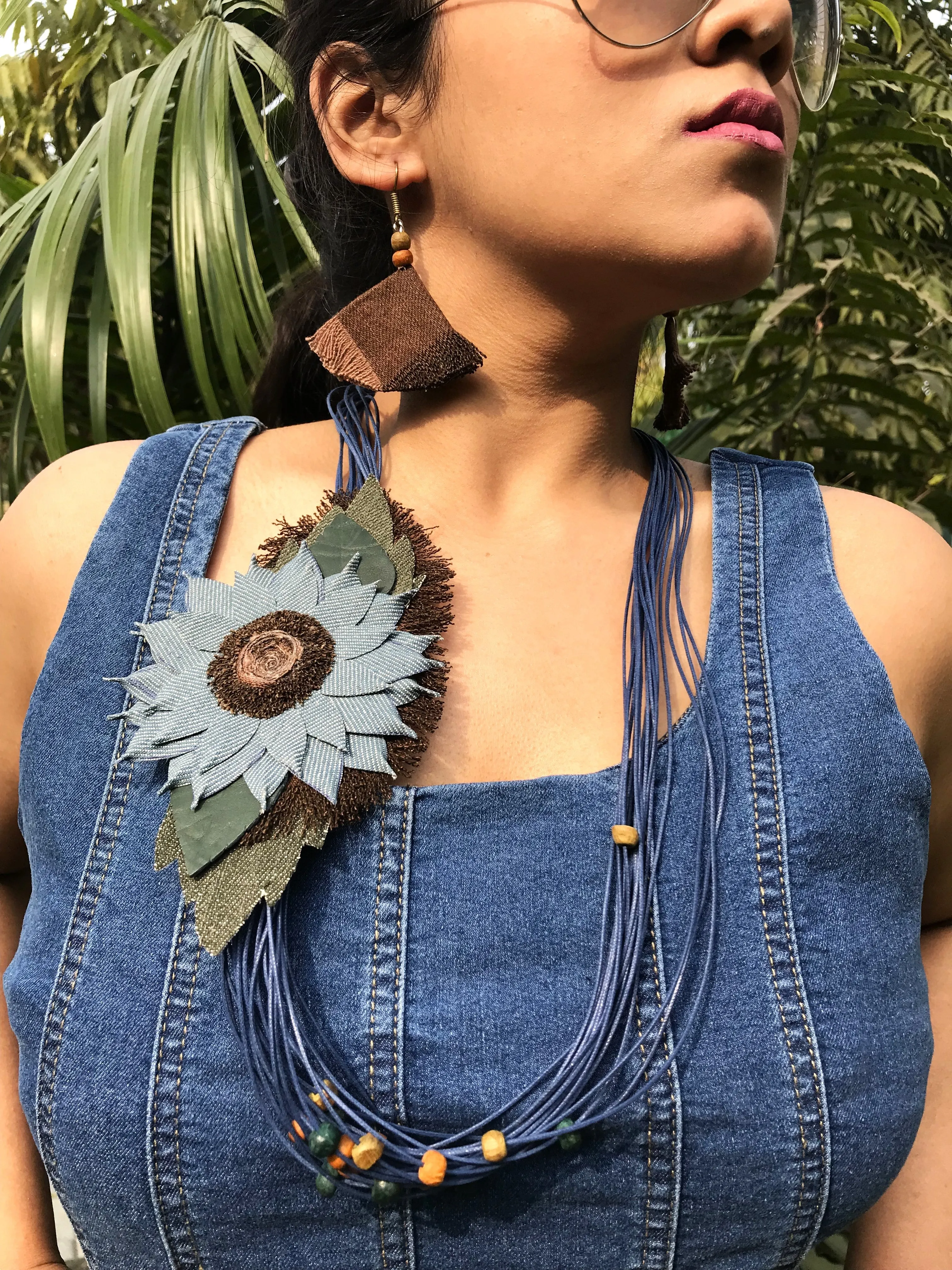 Juliana Denim Necklace & Earrings set