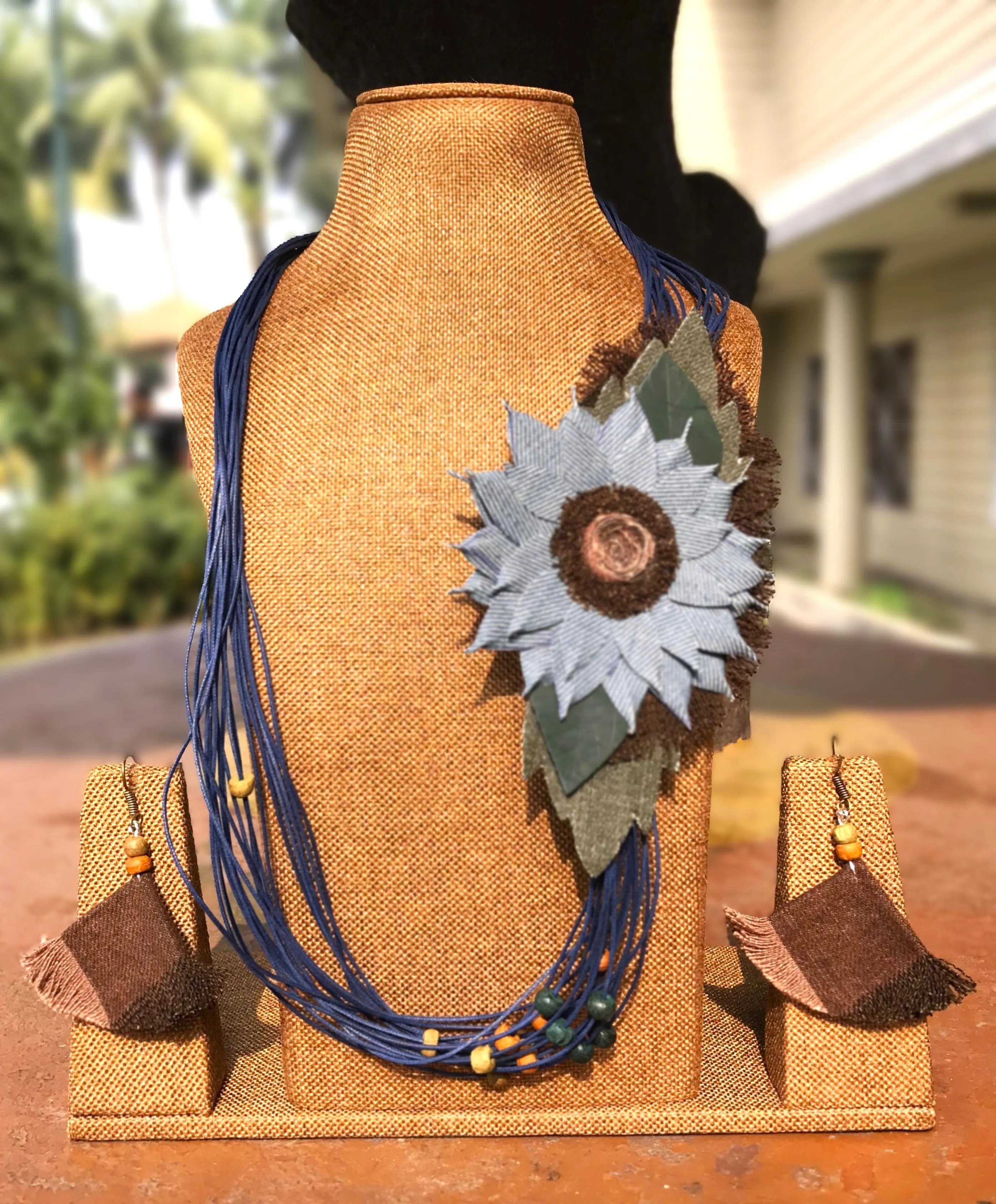 Juliana Denim Necklace & Earrings set