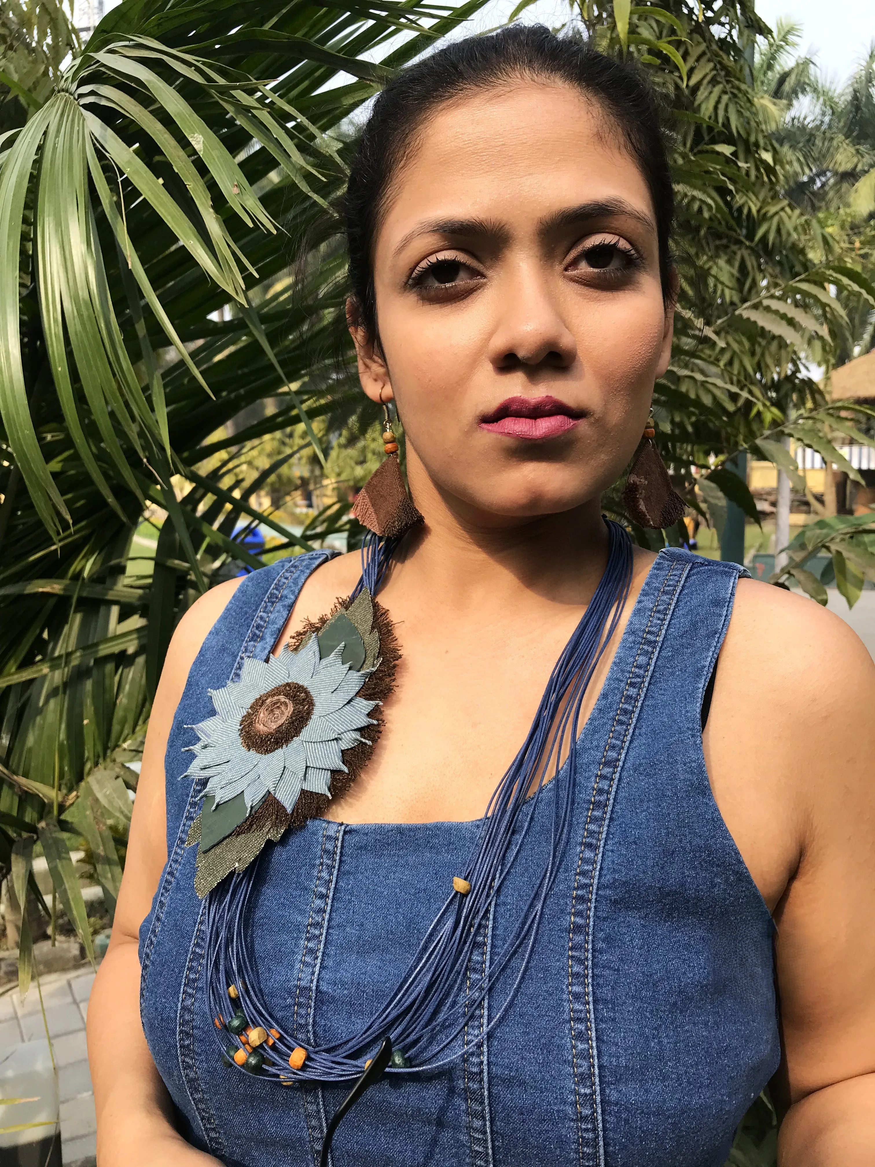 Juliana Denim Necklace & Earrings set