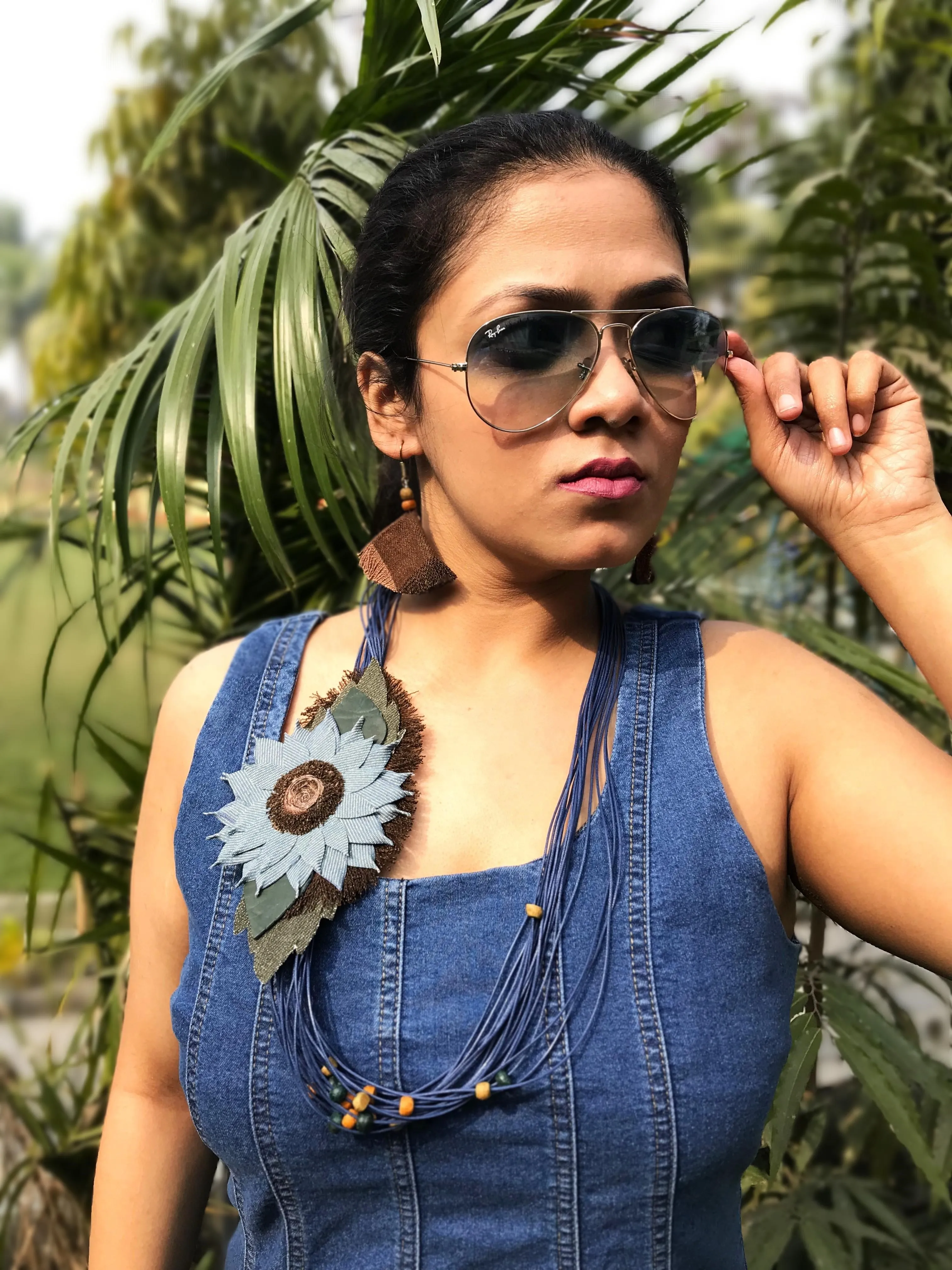 Juliana Denim Necklace & Earrings set