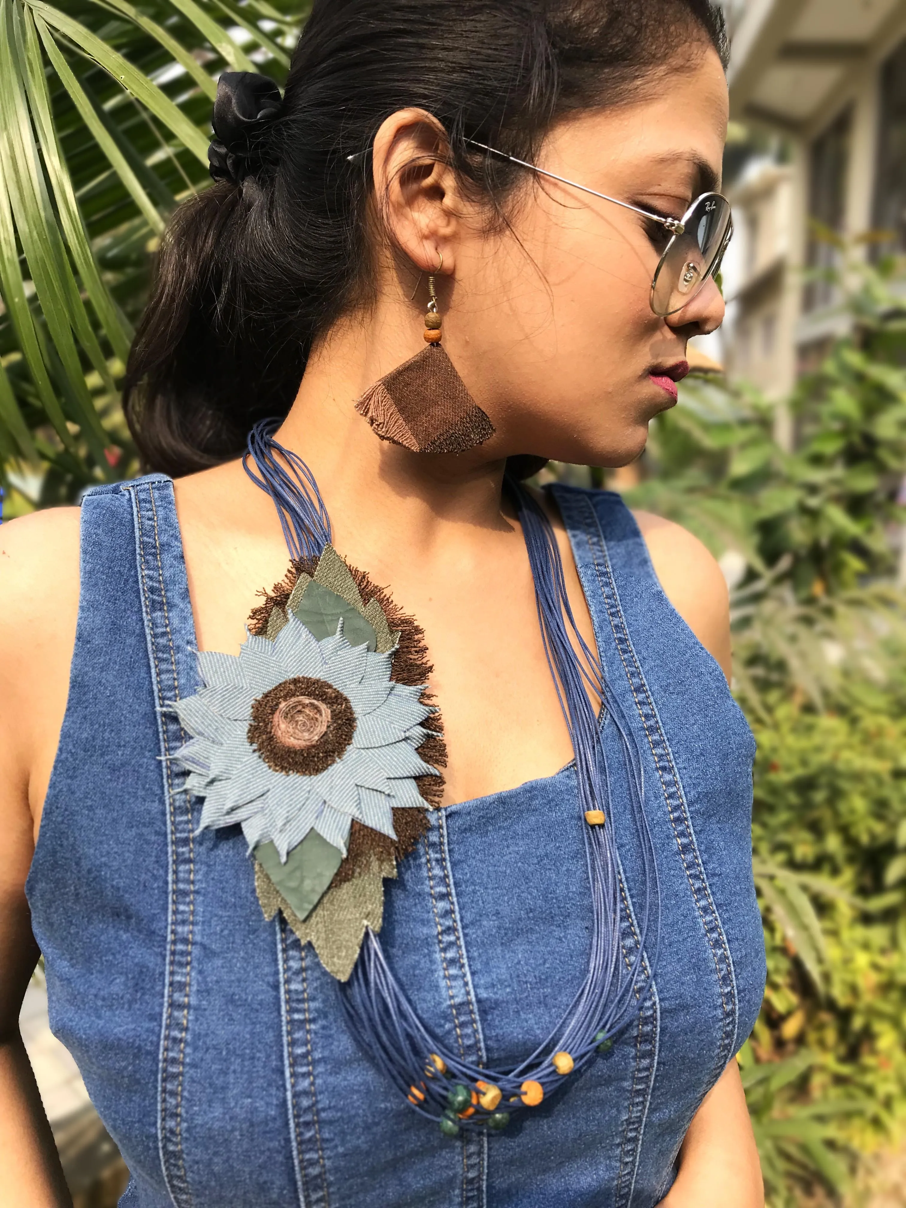 Juliana Denim Necklace & Earrings set
