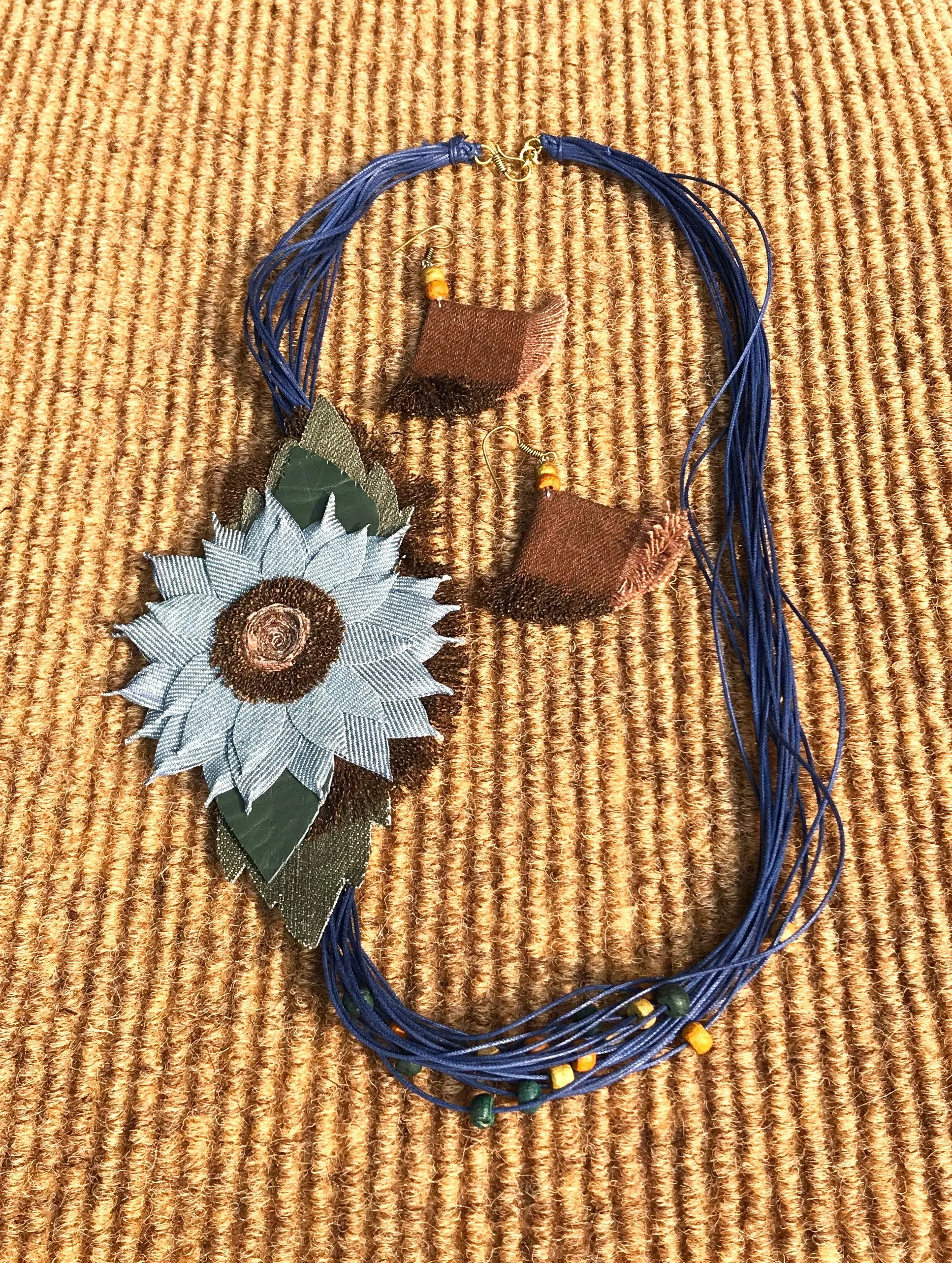 Juliana Denim Necklace & Earrings set