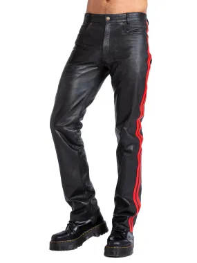 Leather Trousers with Red Stripes