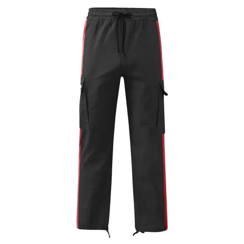 Men’s new fashionable casual drawstring pockets color-blocked overalls