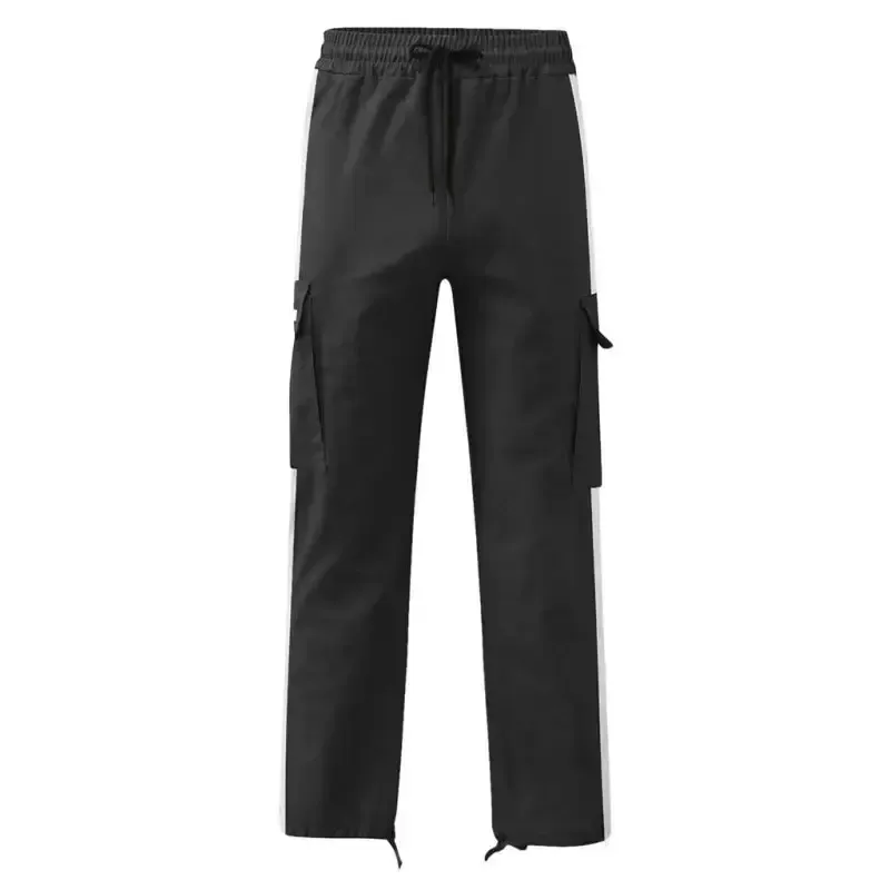 Men’s new fashionable casual drawstring pockets color-blocked overalls